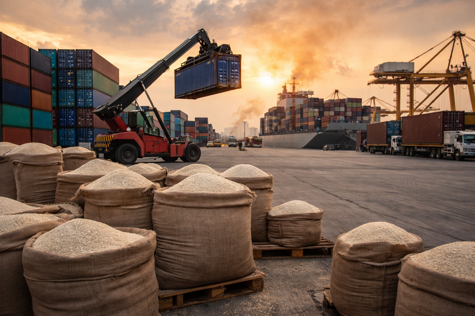 Rice Exports Disrupted by Global Shipping Crisis Amid Rising Freight Costs