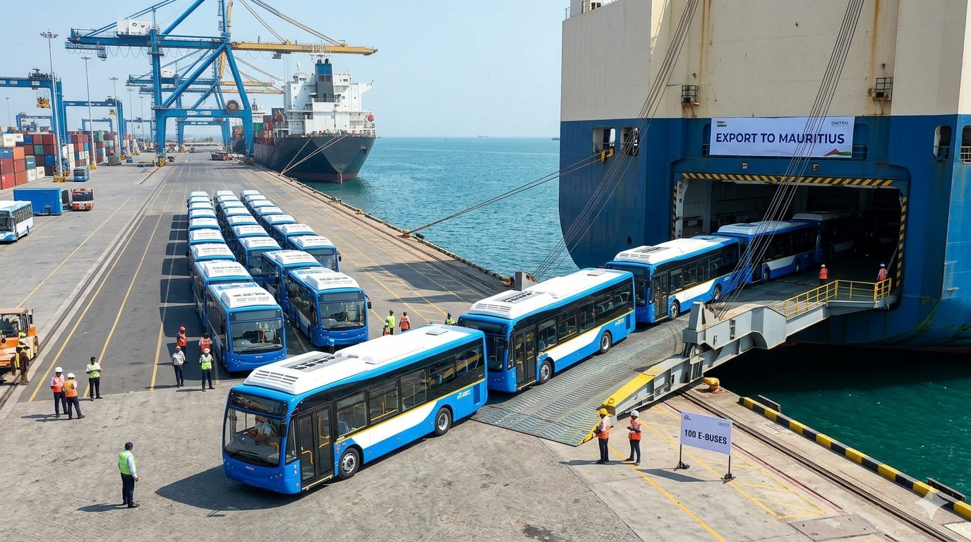 Switch Mobility Exports 100 Electric Buses to Mauritius in India’s Largest E-Bus Deal