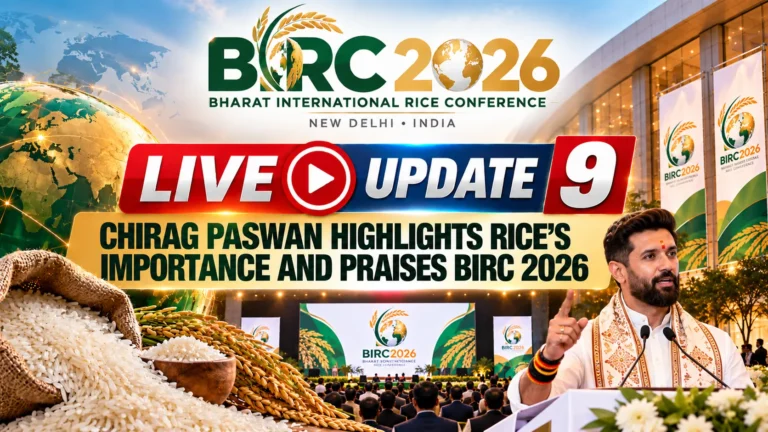 BIRC 2026 LIVE UPDATE 9 Chirag Paswan Highlights Rice’s Importance and Praises BIRC 2026